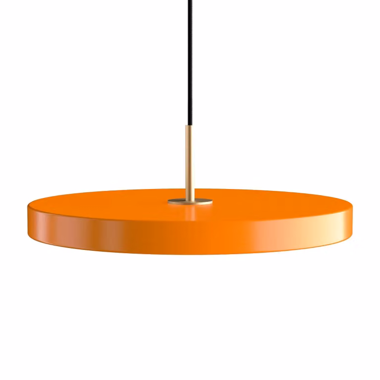 UMAGE Lampada LED a sospensione Asteria Medium, arancione/ottone, Ø 43 cm dimmerabile, Giallo / Arancione, Soggiorno / Sala da pranzo, Alluminio, Design