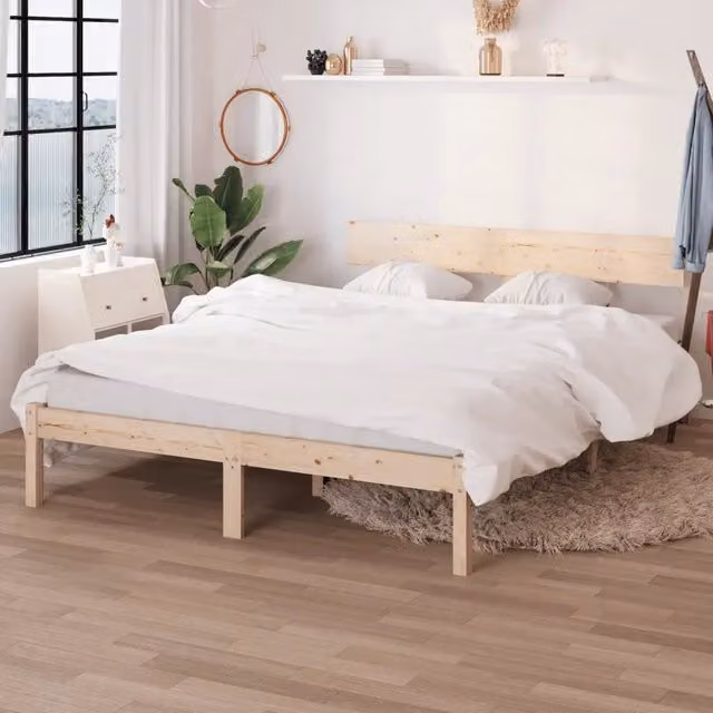 Struttura Letto in Legno Massello di Pino Design Mania, Bianco, L/P/H: 160 x 200 x 70 cm
