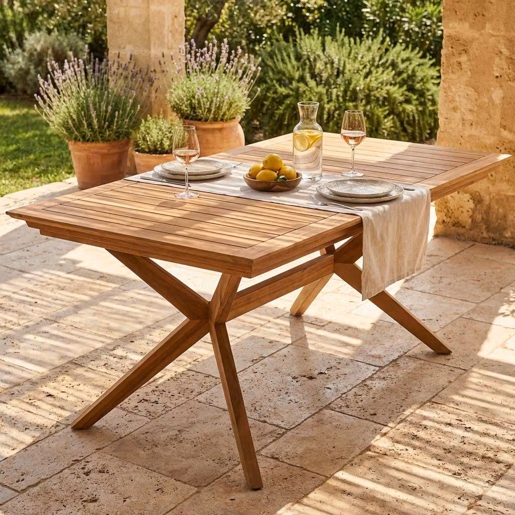 Milani Home - tavolo da giardino rettangolare allungabile, legno di acacia, 10 posti, marrone, piano 180/240 x 90 cm