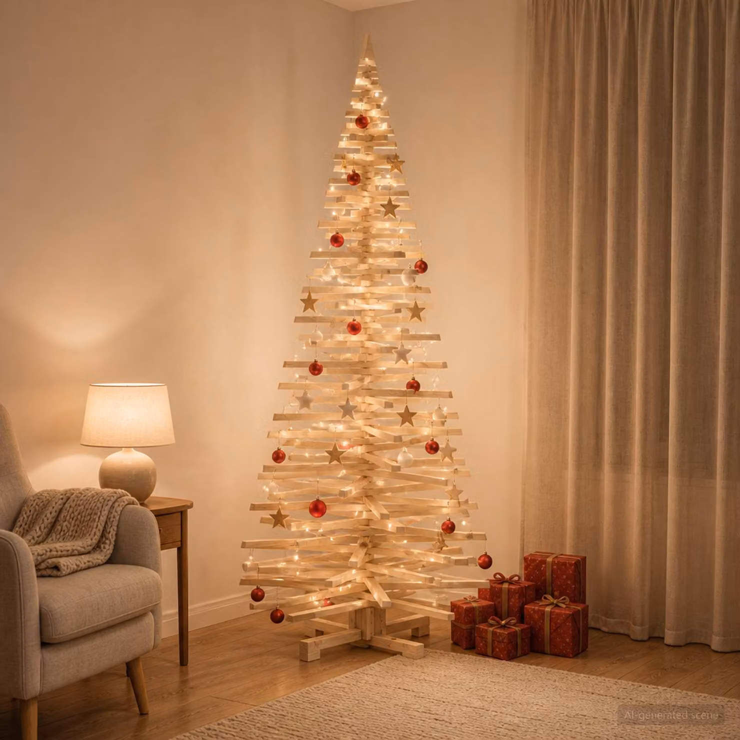 vidaXL Albero di Natale in legno KOTKA 210 cm Legno Massello di Pino