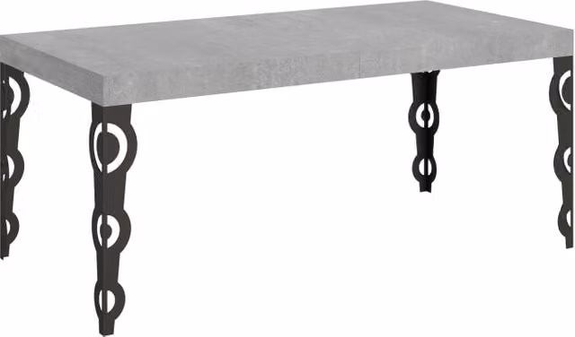 Tavolo allungabile Itamoby moderno con telaio antracite e finitura effetto cemento L/P/H: 184 x 90 x 77 cm