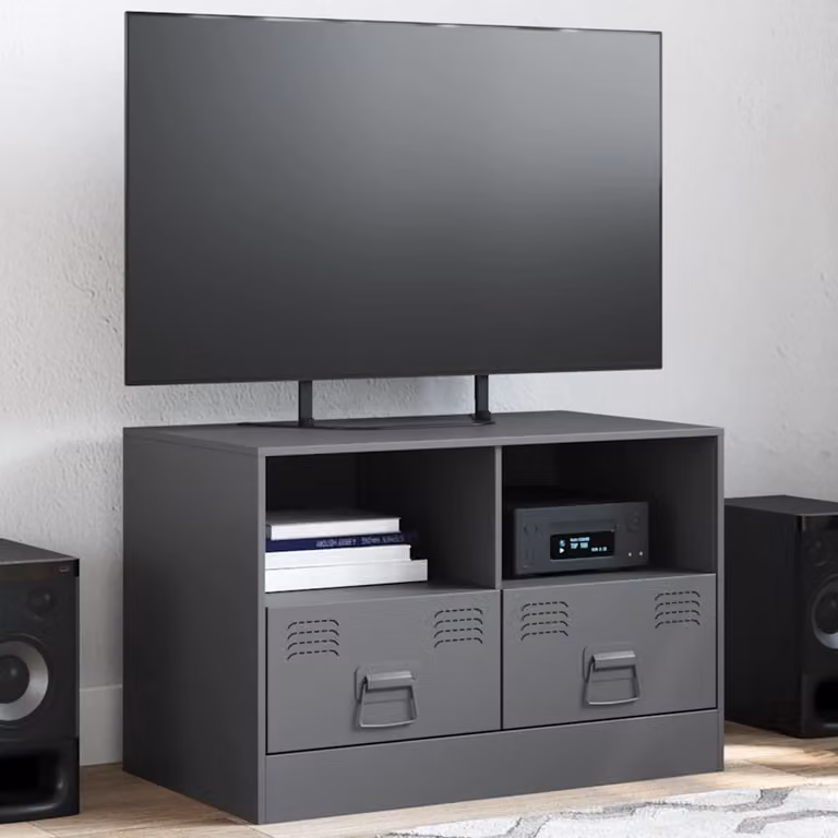 Mobile TV vidaXL Antracite in Acciaio e MDF L: 67 cm, P: 39 cm, H: 44 cm