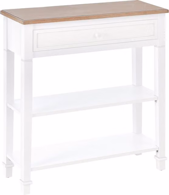 Consolle moderna HOMCOM per ingresso e camera da letto con scrivania laterale, ripiani a 2 piani e cassetto, in pino e MDF, colore bianco