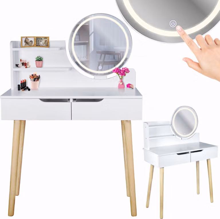 JUMI WC con specchio LED SCANDI cosmetico Scandinavo loft bianco