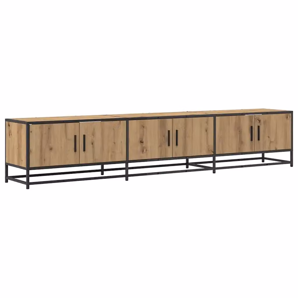 Mobile TV moderno vidaXL in legno e metallo color rovere, L 210 x P 35 x H 41 cm – 2