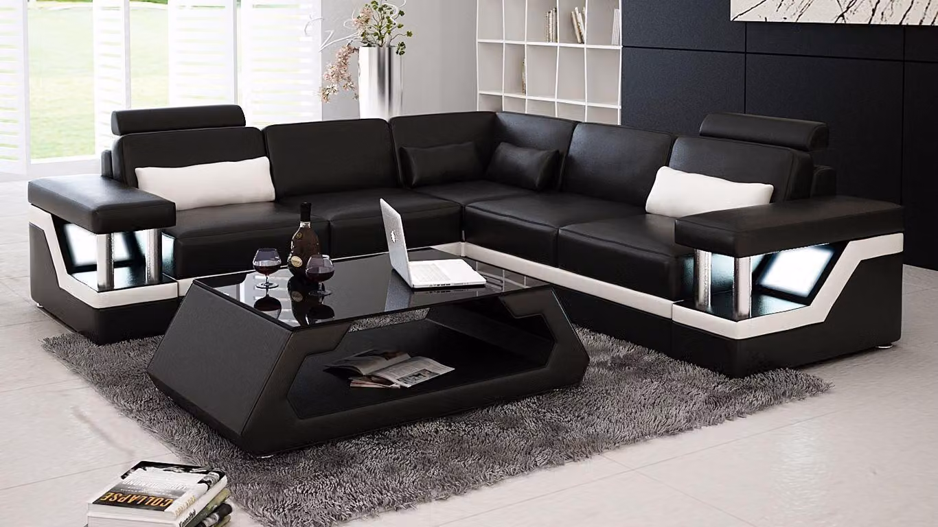 Eckgarnituren Leder Sofa Polster Sitzecke Designer Polsterecke Couch Design