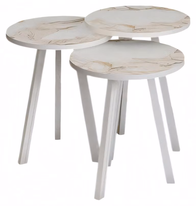 Elegantes Beiges Holz Couchtisch-Set in modernem Design