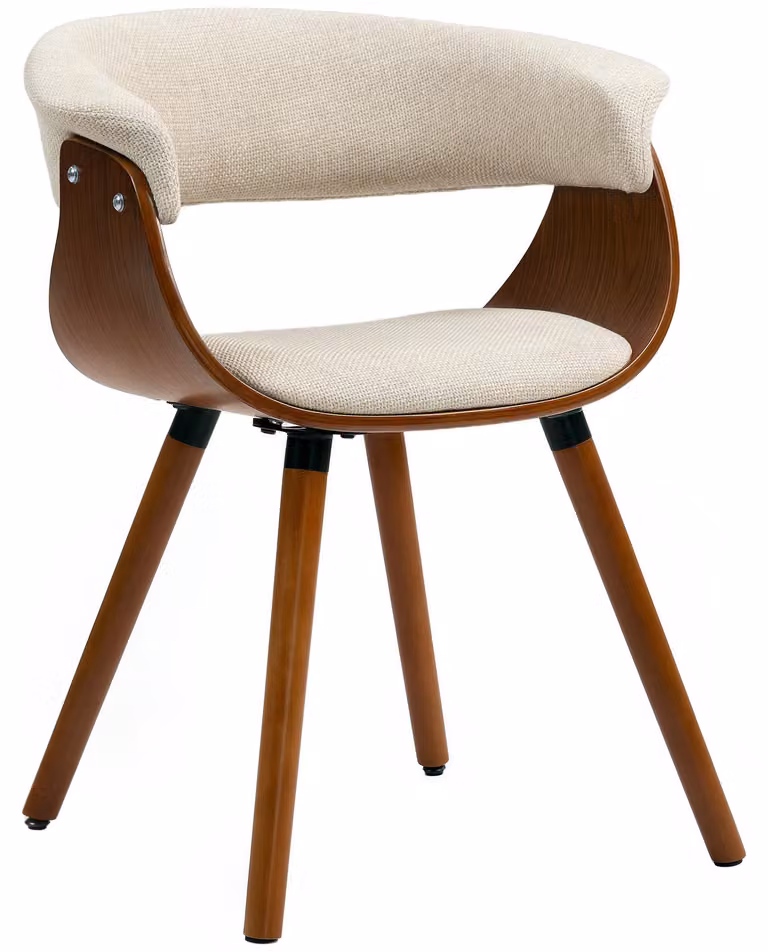 Sedia da sala da pranzo HOMCOM con schienale, effetto lino, gambe in legno, beige