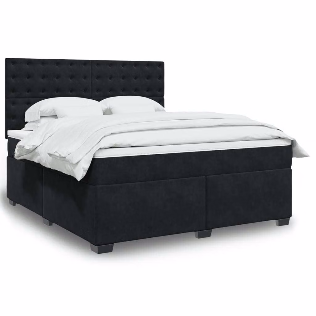 Maison Exclusive - Giroletto a Molle con Materasso Nero 180x200 cm in Velluto