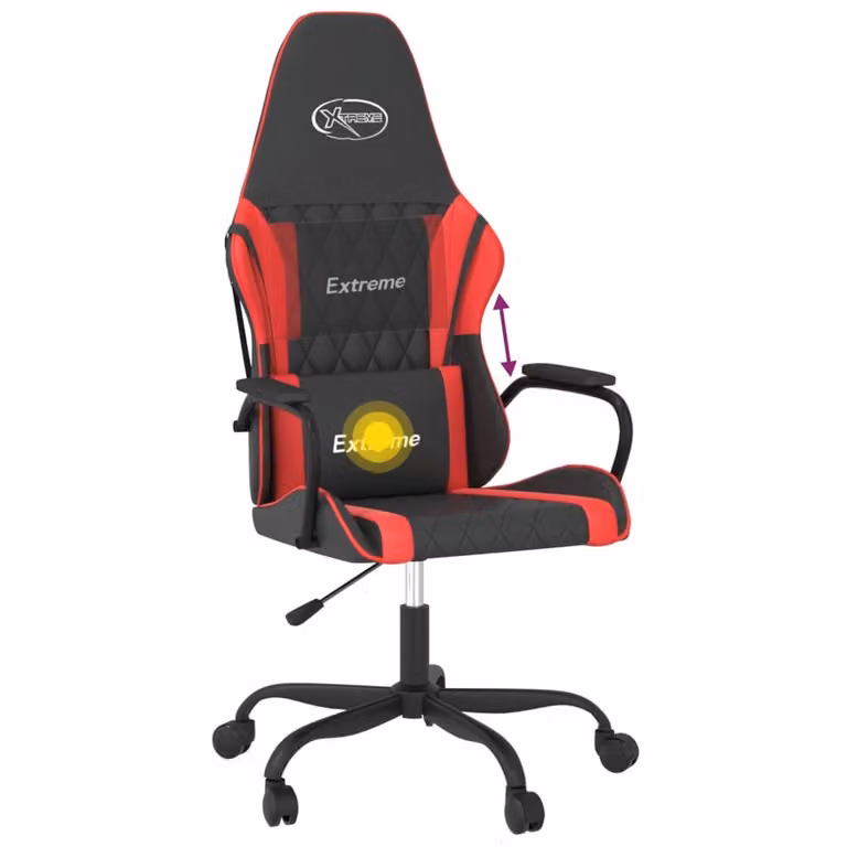 Sedia da Gaming Massaggiante Rosso e Nero in Pelle finta