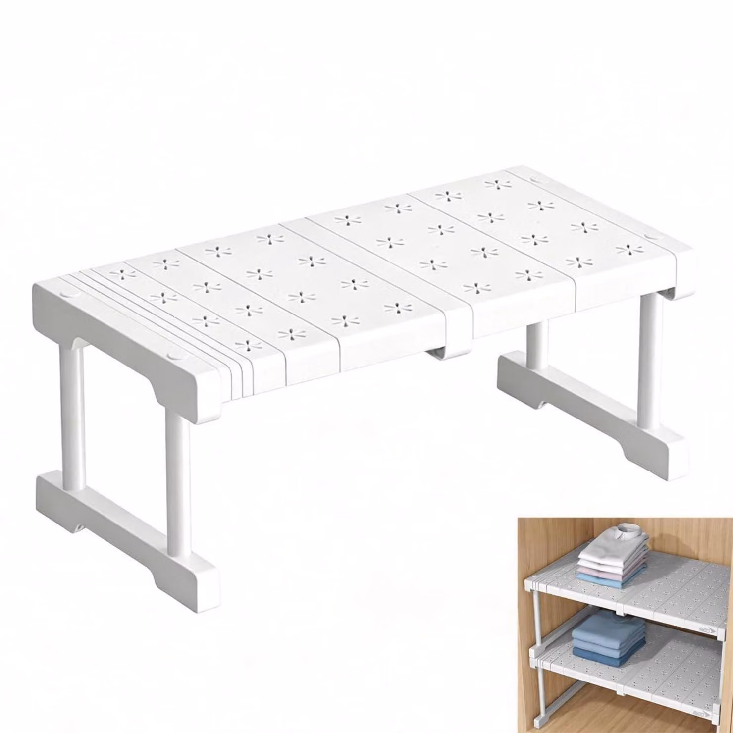 Organizzatore per armadietti da cucina, ripiano divisorio, telescopico, senza necessità di foratura, larghezza 24 cm, lunghezza 27-38 cm, acciaio inossidabile, ABS