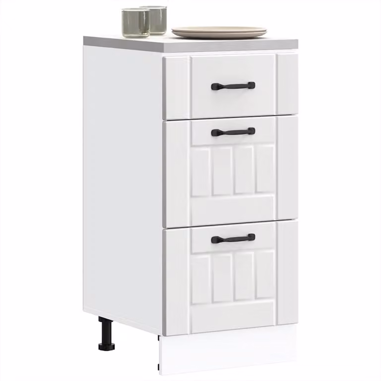 Base da cucina moderna vidaXL Lucca bianca in legno e MDF con ante e cassetti L/P/H: 46 x 81,5 x 40 cm
