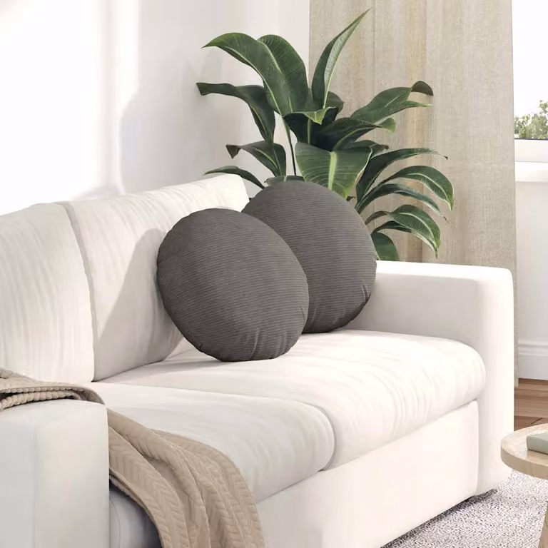 Set di 2 cuscini per seduta rotondi vidaXL in tessuto a coste grigio chiaro Ø 40 cm