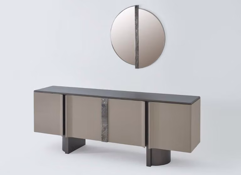 Credenza con specchio, mobile buffet, mobile contenitore, mobiletto, credenza