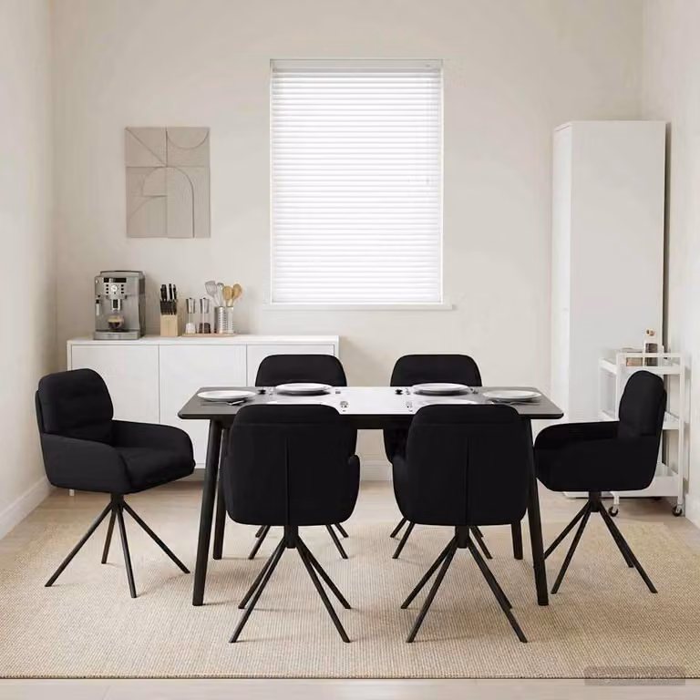 Set di 6 sedie da pranzo girevoli vidaXL in similpelle nera, L 59 cm x P 59,5 cm x H 90 cm