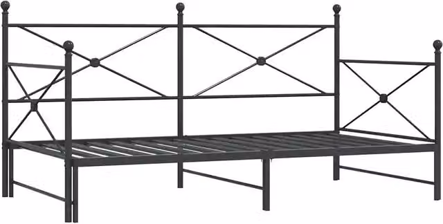 Divano letto | Sof¨¤ letto | Letto singolo Estraibile senza Materasso Nero 100x200 cm Acciaio