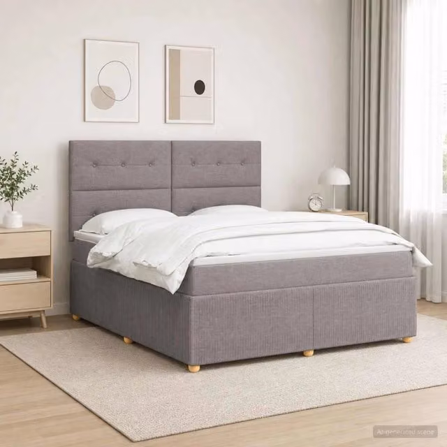Letto box spring con materasso vidaXL in tessuto beige e grigio L/P: 160 x 200 cm – 1