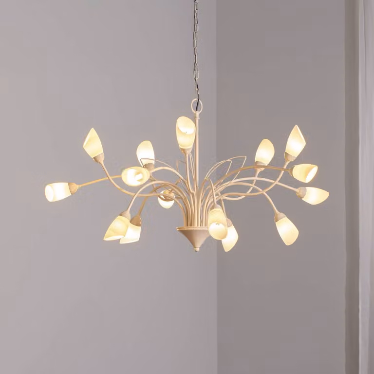 Lampada a sospensione in vetro Gloriosa Jupiter, dimmerabile, Crema / Ambra, Soggiorno / Sala da pranzo, Metallo, Lampada a sospensione