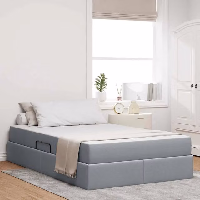Letto moderno con contenitore a sollevamento vidaXL in tessuto grigio e nero L/P/H: 200 x 120 x 43,5 cm – 1