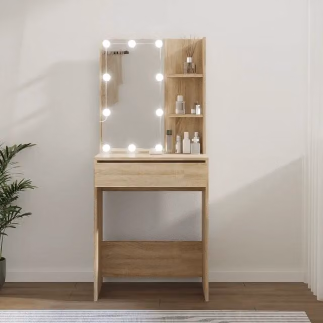 Toeletta con LED vidaXL in Rovere, Marrone, L/P/H: 60 x 40 x 140 cm