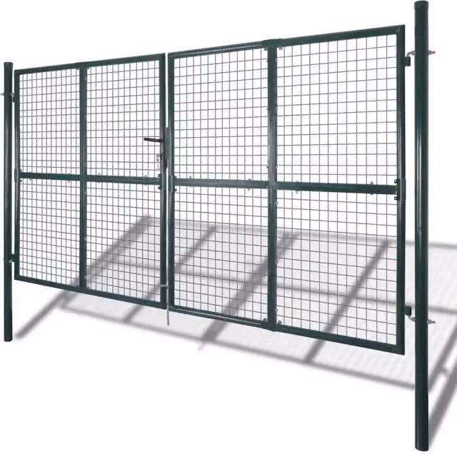 Cancello a doppia anta vidaXL in acciaio verniciato a polvere verde L: 306 cm, H: 150 cm – 1