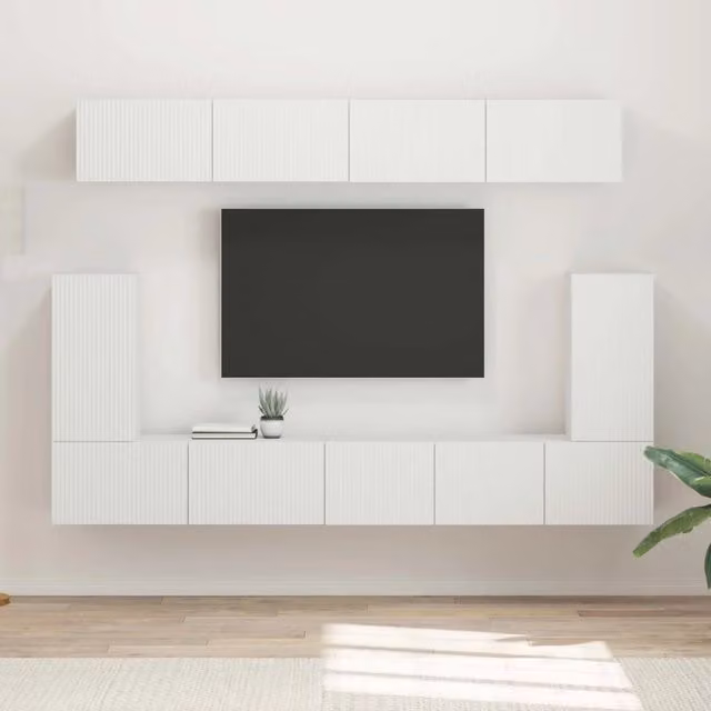 Set mobile TV 5 pz Bianco Legno ingegnerizzato 3409087