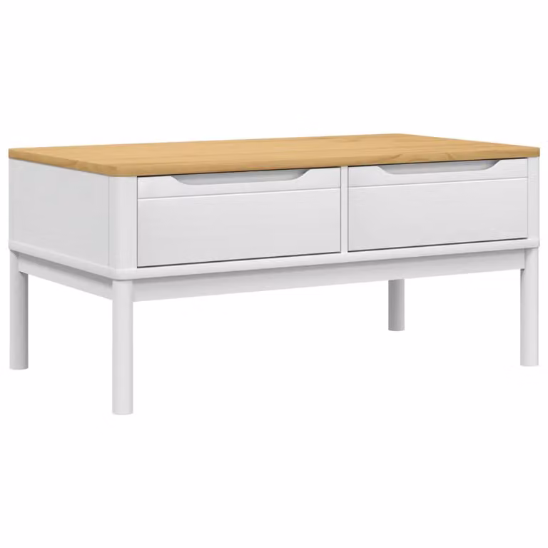 Tavolino FLORO Bianco 99x55,5x45 cm in Legno di Pino