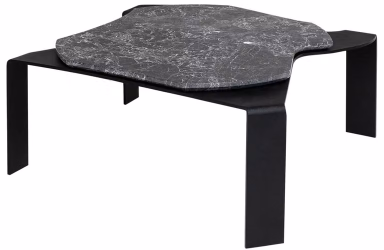 Tavolino Casa Padrino nero/grigio 75,5 x 78 x h. 32,5 cm - Tavolo da salotto di design con piano in marmo
