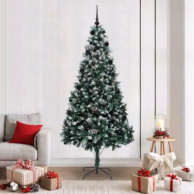 Albero di Natale artificiale verde vidaXL con 300 LED luce bianca calda, Altezza: 210 cm – 1