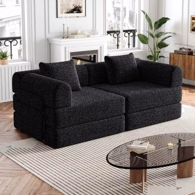 Divano letto 2 in 1 con bracciolo portaoggetti - Zephmum- Design brevettato, struttura in metallo