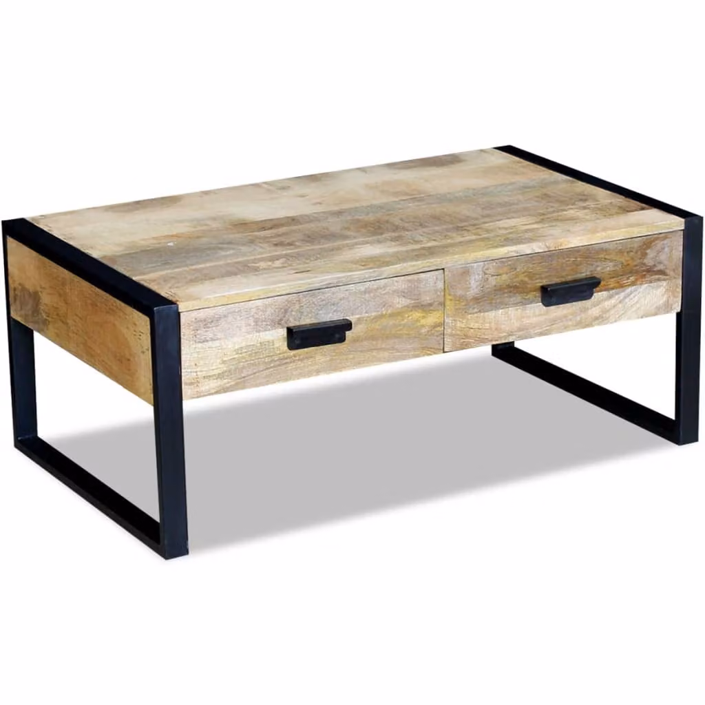 Maison Exclusive - Tavolino con 2 cassetti in legno massello di mango 100x60x40 cm