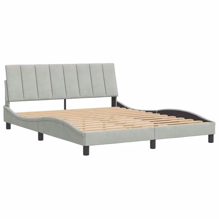 Giroletto senza Materasso Hanko Grigio Chiaro 160x200 cm Velluto