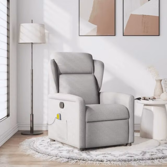 Poltrona Relax Reclinabile vidaXL in Tessuto Grigio con Braccioli e Imbottitura Mista