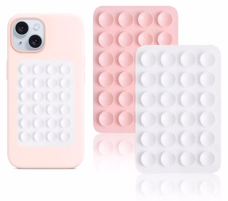 2 custodie in silicone con ventosa per telefono, supporto per telefono da usare a mani libere, specchio per il bagno