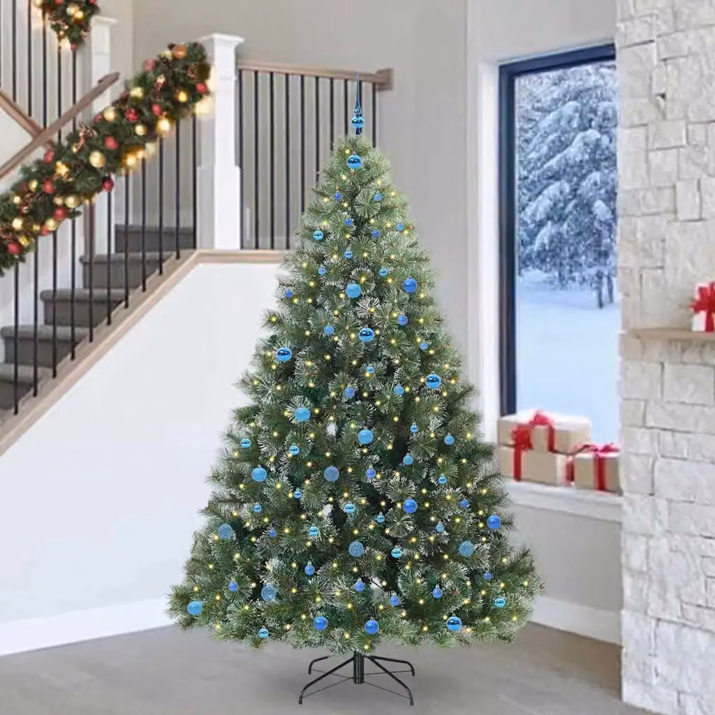 Albero di Natale artificiale moderno vidaXL verde con 300 LED luce bianca calda in PE e PVC