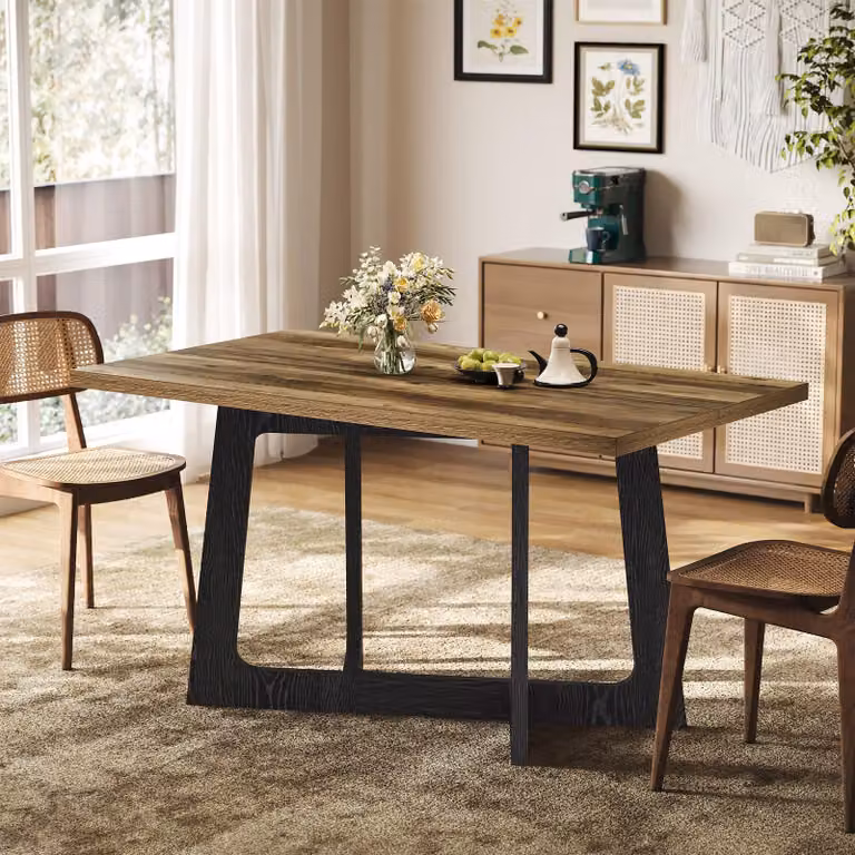 Tribesigns, tavolo da pranzo da 120 cm per 2-4 persone, tavolino da cucina con robusta base a colonna, mobili in stile rustico in legno per cucina e sala da pranzo