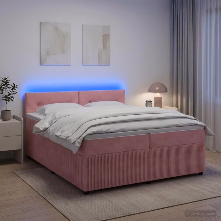Maison Exclusive - Letto boxspring con materasso e testiera Rosa 200 x 200 cm in velluto