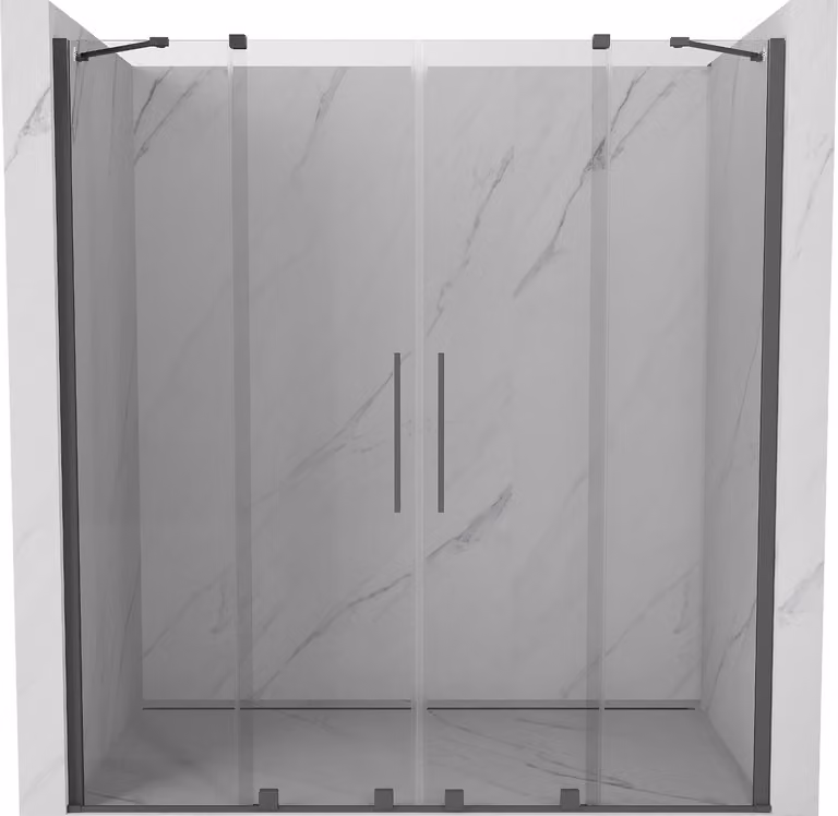 Mexen Velar Duo porta doccia scorrevole 180 cm, trasparente, grigio canna di fucile spazzolato - 871-180-000-02-66