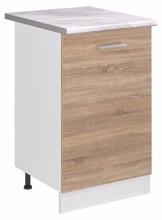 Mobiletto base cucina Vicco R-Line Sonoma/Bianco 50 cm piano di lavoro Marmo, Model 70170