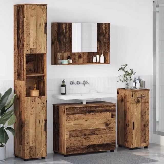 Set di mobili per il bagno 4 pz Legno vecchio 3393061