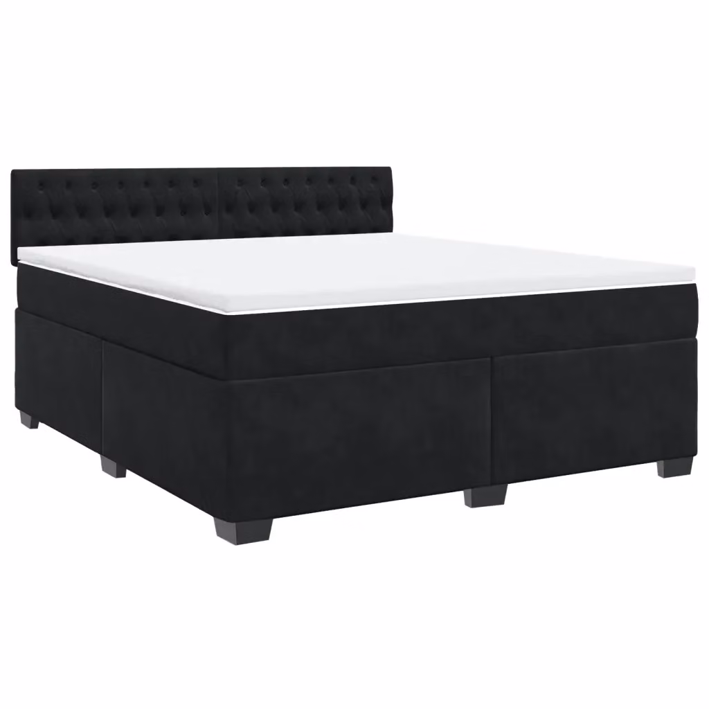 Giroletto a molle con materasso ibrido vidaXL in velluto nero e bianco L/P: 180 x 200 cm – 2