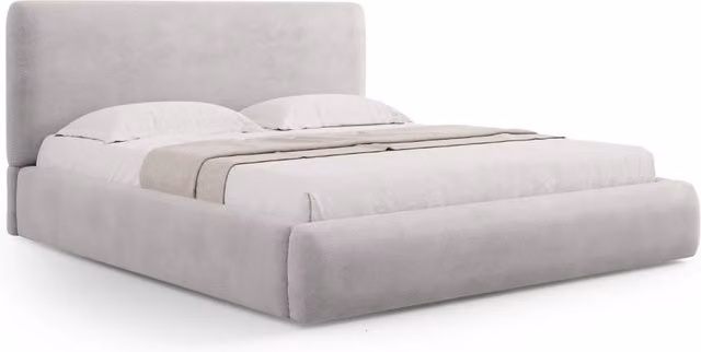 Letto con cassettone e testiera Colonel di Cosmopolitan Design in tessuto grigio, L/P: 200 x 200 cm