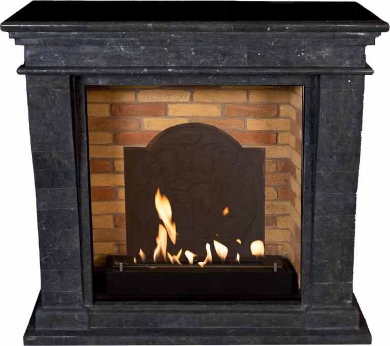 Caminetto a etanolo Xaralyn - Kreta-Mini BME-SBP - pietra naturale lucidata nera - riscaldamento a 3 kW - caminetto da incasso incluso - caminetto decorativo