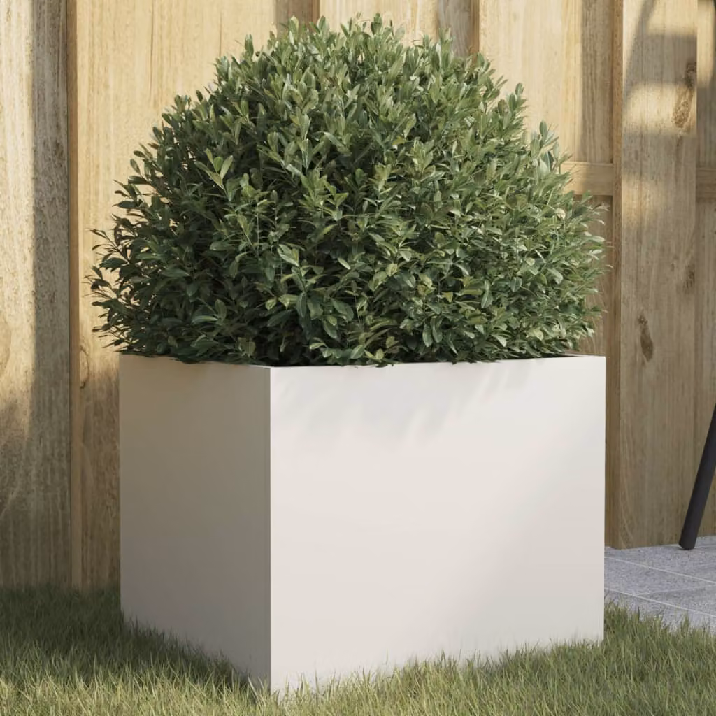 Fioriera bianca vidaXL in acciaio L: 32 cm, P: 30 cm, H: 29 cm