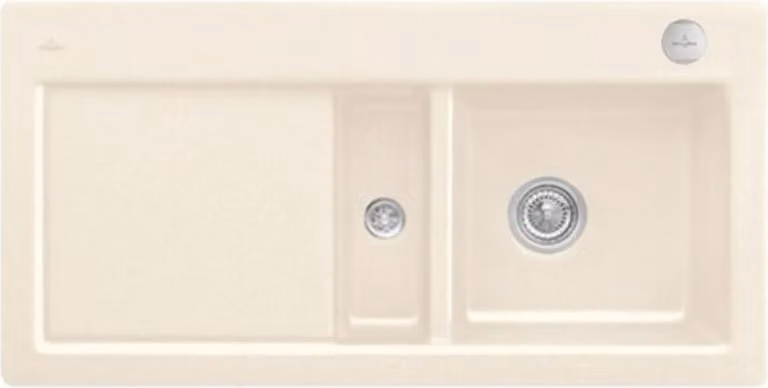 Lavello V&B Subway 60 destro, con scarico, eccentrico, crema C-plus