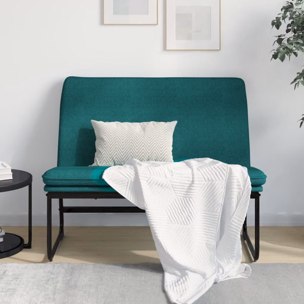Panca moderna vidaXL in tessuto verde con struttura in metallo e plastica L: 100 cm, P: 75 cm, H: 76 cm
