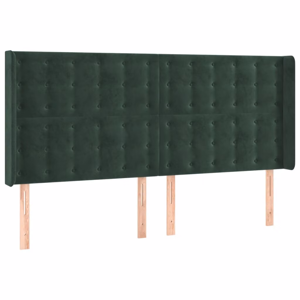 Testiera ad Orecchio Verde Scuro 163x16x118/128 cm in Velluto