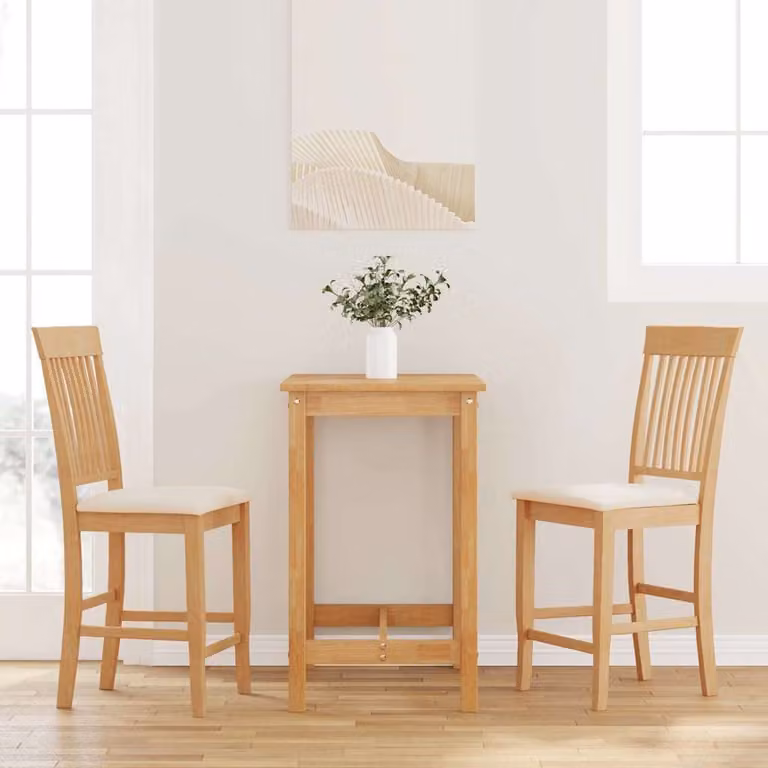 Set di 2 sgabelli da bar vidaXL in legno massello di hevea naturale con cuscini marroni