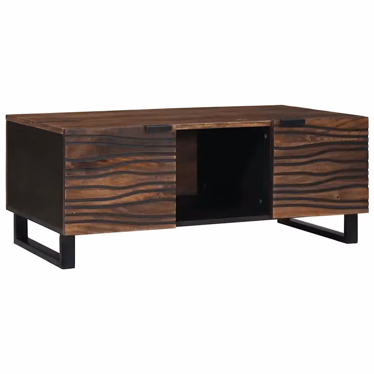 vidaXL Tavolino da salotto moderno in legno di acacia e metallo, colore marrone, L 100 x P 54 x H 40 cm