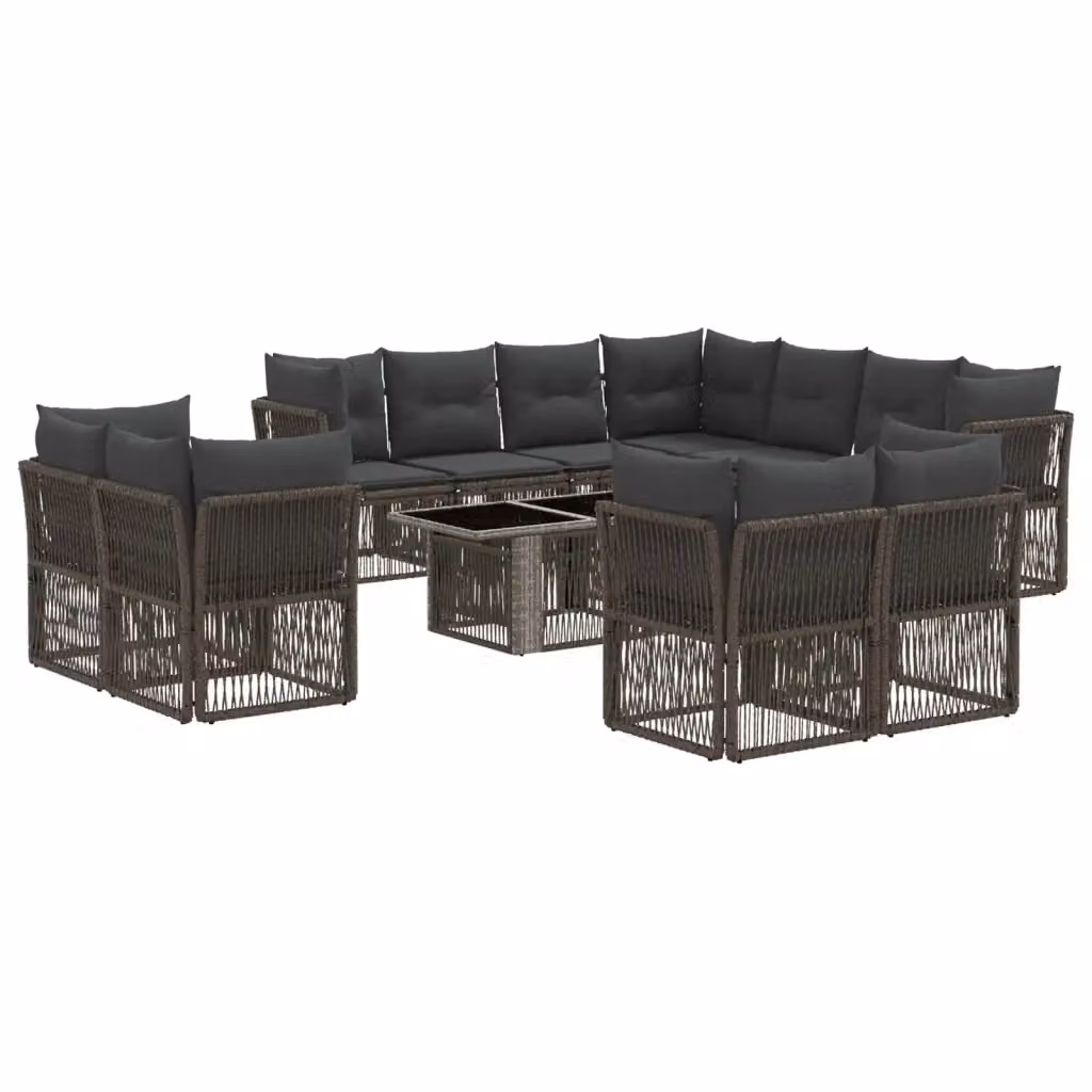 Set Divano da Giardino Moderno vidaXL in Polyrattan Grigio con Tavolino e Cuscini a Forma di U – 2